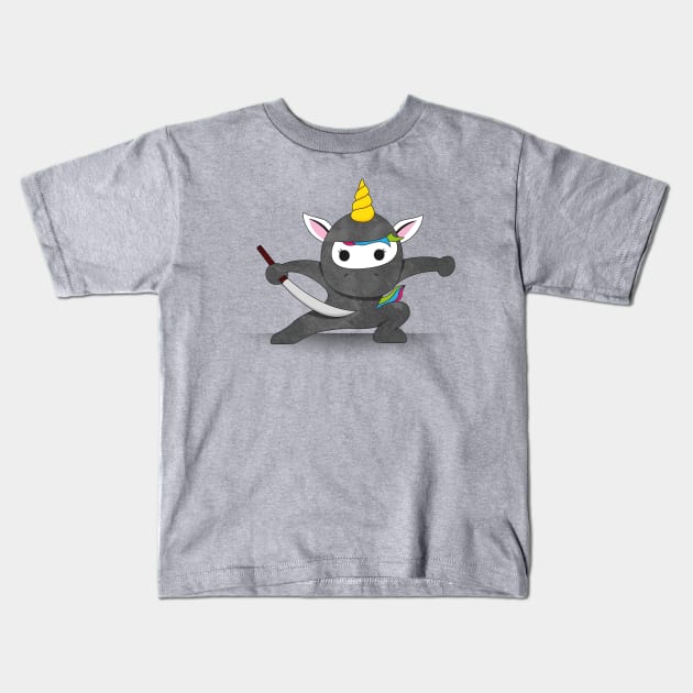 Unicorn Ninja Kids T-Shirt by inbis